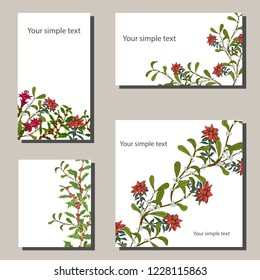 Christmas templates with flowers for your design, greeting cards, festive announcements.