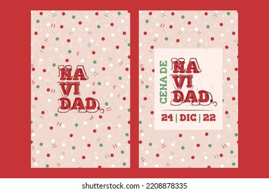 Christmas Templates Vector. Fun Vertical Background And Invitation To Christmas Dinner. In Text 