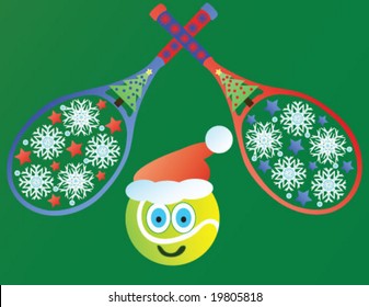 Christmas tennis racket background vector