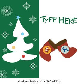 Christmas text card on green background with place for sample text