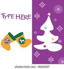 Christmas text card on violet background