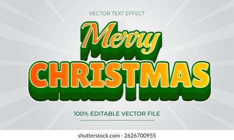 Navidades Efecto de texto Efecto de texto editable feliz Navidad verde y amarillo