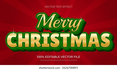 Christmas Text Effect Merry christmas 3d text effect design with glow element