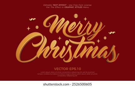 Christmas text effect template with 3d calligraphy writing font style suitable for celebration