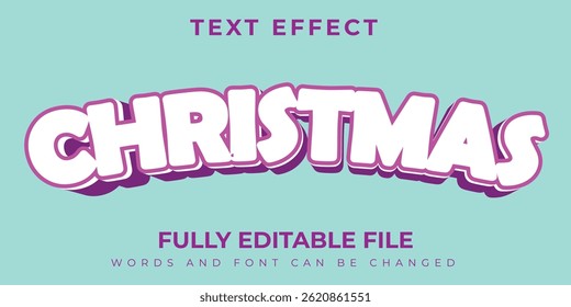 Christmas Text Effect With White And Pink Concept And Blue Background