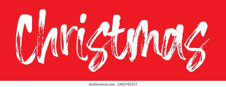 Christmas text on red background.
