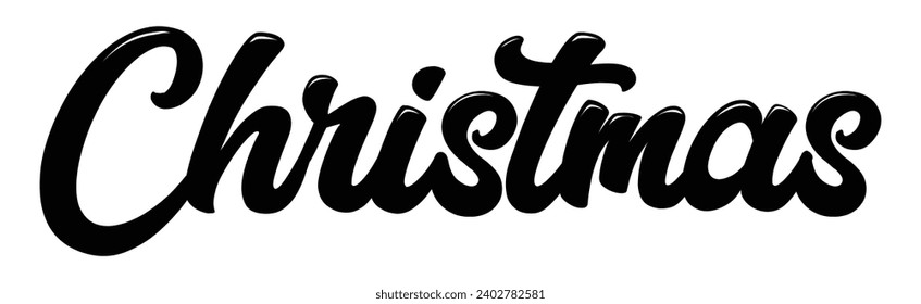 Christmas text on white background.