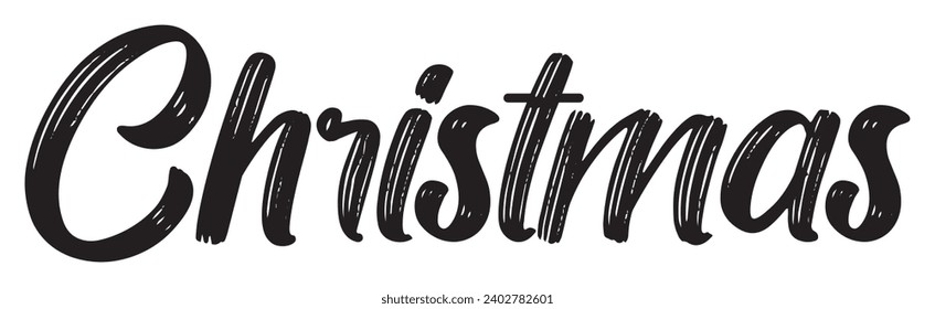 Christmas text on white background.