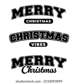 Navidades Texto Tipografía Varsity Estilo Curvo Aislado Sobre Fondo Blanco.