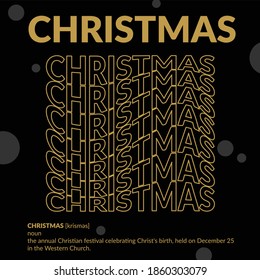 Christmas Text Wave Style Design. Vector logo, typography. Usable as banner, greeting card, gift package, etc.