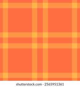 Christmas textile tartan pattern, rural vector plaid texture. Border check seamless fabric background in orange and red colors palette.