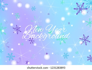 Christmas Texture with Cute Snowflakes and Shiny Lights. Festive Background for Christmas Decoration, Wrapping, Fabric. Vertical A4 Vector Background.
