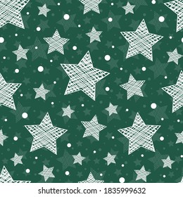 Christmas texture with cute stars. Xmas wallpaper. Vector