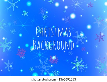 Christmas Texture with Delicate Snowflakes and Shiny Lights. Festive Background for Christmas Decoration, Print, Poster. Vertical A4 Vector Background.