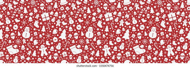 Christmas texture with festive elements. Seamless pattern. Vector