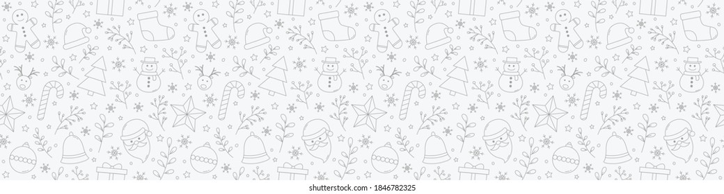 Christmas texture with icons. Xmas background. Vector