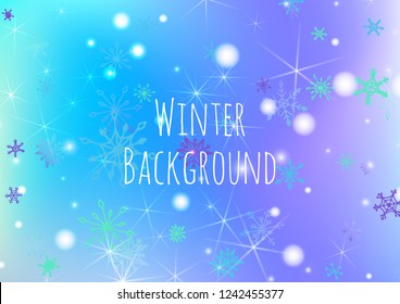 Christmas Texture with Lovely Snowflakes and Shiny Lights. Festive Background for Christmas Decoration, Print, Dress. Vertical A4 Vector Background.