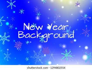 Christmas Texture with Pretty Snowflakes and Shiny Lights. Festive Background for Christmas Decoration, Textile, Cover. Vertical A4 Vector Background.