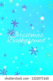 Christmas Texture with Pretty Snowflakes and Shiny Lights. Festive Background for Christmas Decoration, Brochure, Cover. Vertical A4 Vector Background.