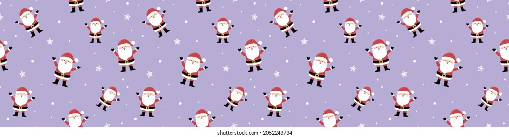 Christmas texture with Santa Claus. Seamless pattern. Panoramic header. Vector