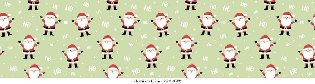 Christmas texture with Santa Claus. Seamless pattern. Panoramic header. Vector