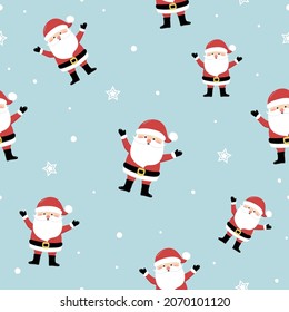 Christmas texture with Santa Claus. Seamless pattern. Vector