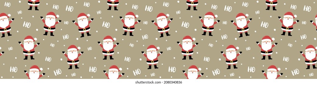 Christmas texture with Santa Claus. Seamless pattern. Panoramic header. Vector