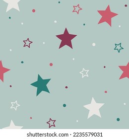 Christmas texture with stars. Seamless pattern. Vector
