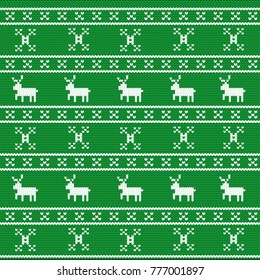 Christmas texture. Vintage green sweater. Vector illustration
