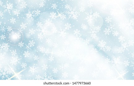 Christmas Texture. Winter background. Realistic snowflakes. Vector illustration. Falling snow.