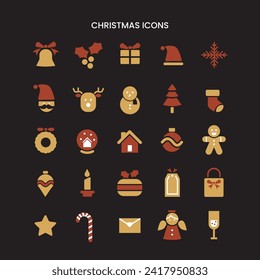 christmas and thanks gifting vector icon pack