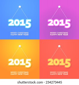 Christmas Theme 2015 Hanging Stylish Text Badge, Tags, Labels, Banner, Cards 