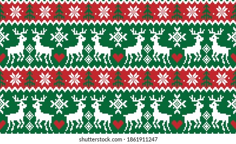Eine abstrakte Illustration eines nahtlosen Rentiers Nordic-Knitting-Musters