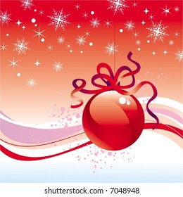 Christmas theme, ball with ribbon