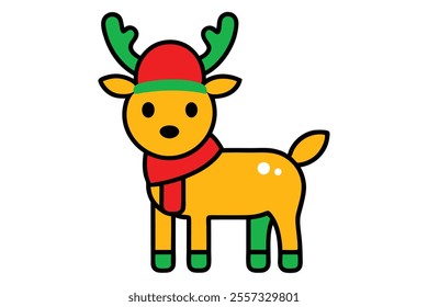 Christmas Theme Color Deer Vector - Festive Holiday Design