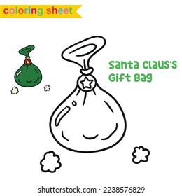 Christmas theme coloring page. Cute and funny cartoon characters. Coloring game for preschool children. Kindergarten classroom activity. Coloring Xmas elements. Vector illustration file. 
