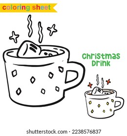 Christmas theme coloring page. Cute and funny cartoon characters. Coloring game for preschool children. Kindergarten classroom activity. Coloring Xmas elements. Vector illustration file. 