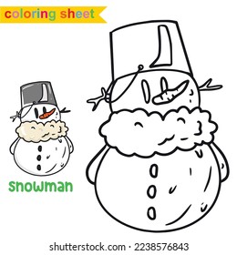 Christmas theme coloring page. Cute and funny cartoon characters. Coloring game for preschool children. Kindergarten classroom activity. Coloring Xmas elements. Vector illustration file. 
