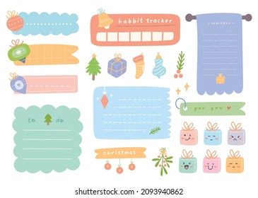 Christmas theme Cute journal,  planner and wish list design vector illustration