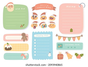 Christmas theme Cute journal,  planner and wish list design vector illustration