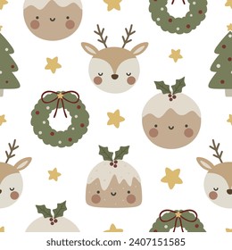 Christmas theme cute seamless pattern