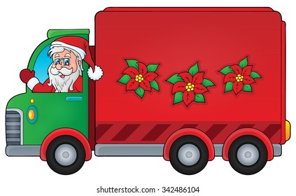 Christmas theme delivery car image 1 - eps10 vector illustration.