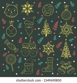 christmas theme with doodle style style design vector