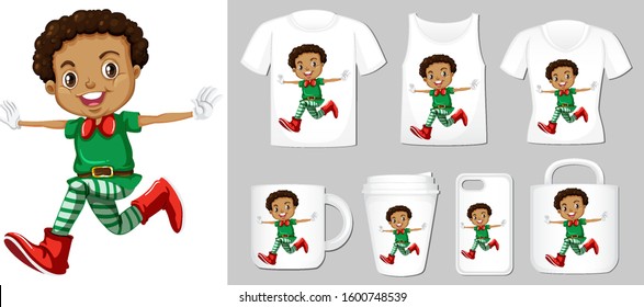 Christmas theme with elf on product templates illustration