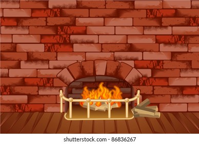 Christmas theme fire place eps8