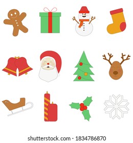 Christmas theme flat icons set