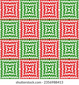Forma geométrica del tema navideño sin fisuras en color verde y rojo. Patrón de mosaico. Uso para fondo , papel de pared, tarjeta, cubierta o decoración, papel, textiles, etc.