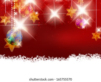 Christmas theme with glass balls on red and free space for text. EPS10