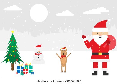 christmas theme for holiday background with santa say hi.vector and illustration