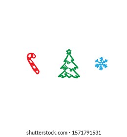 Christmas theme icon - candy, spruce tree, snowflake